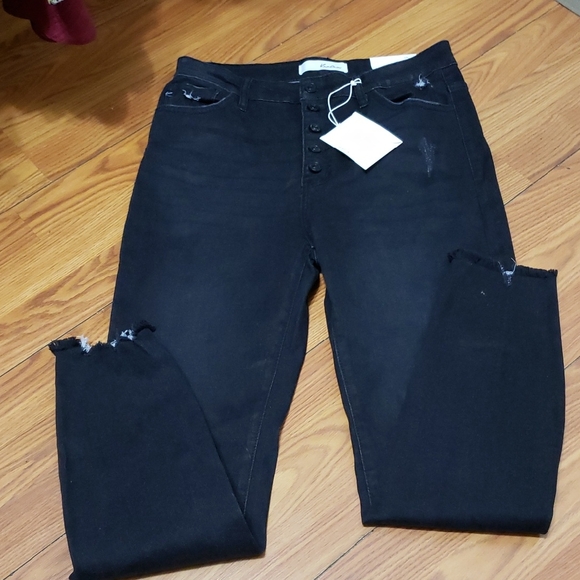 KanCan High Rise Skinny Black Ankle Distressed Jeans - Picture 1 of 13